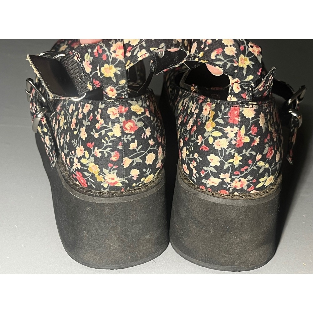 Demonia Sprite-02 Womens 9 Floral Heart Platform Mary Jane Goth Shoe Black Multi - Picture 9 of 11